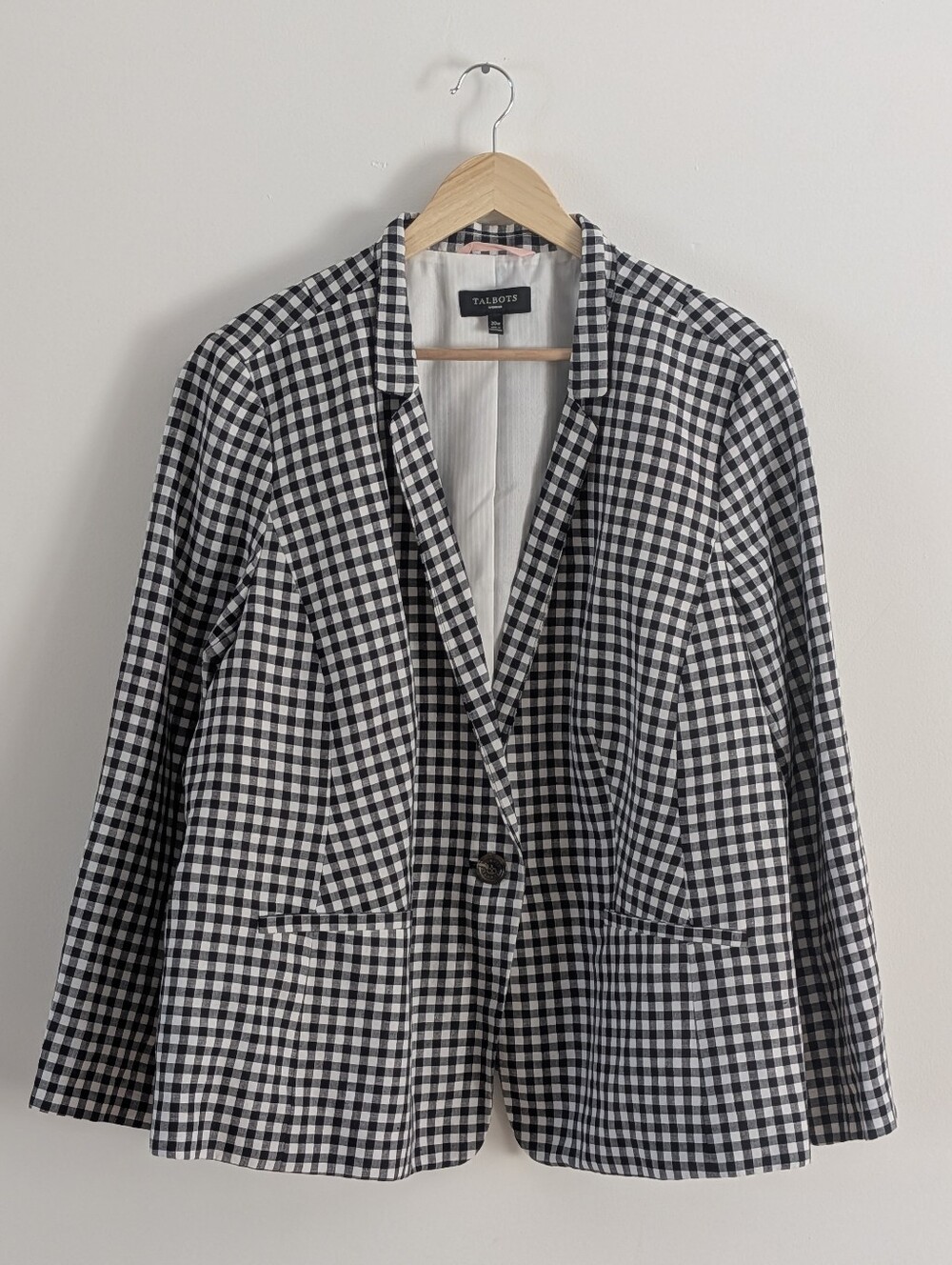 Talbots Gingham Plaid Linen Cotton Blazer - 20W